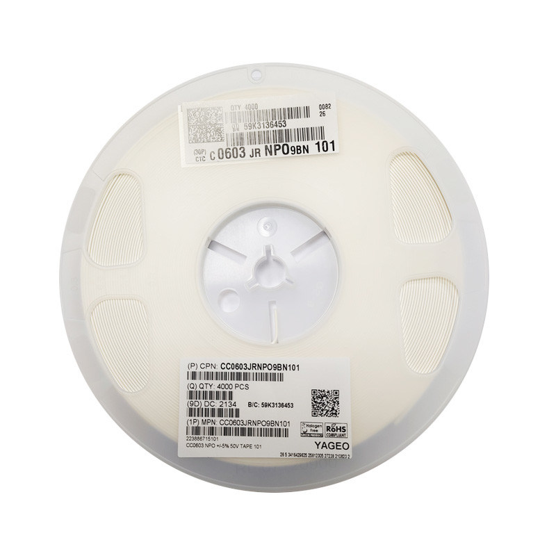 CC0603JRNPO9BN101 100pF Ceramic Capacitor 50V C0G 5% Pad SMD 0603 125°C T/R